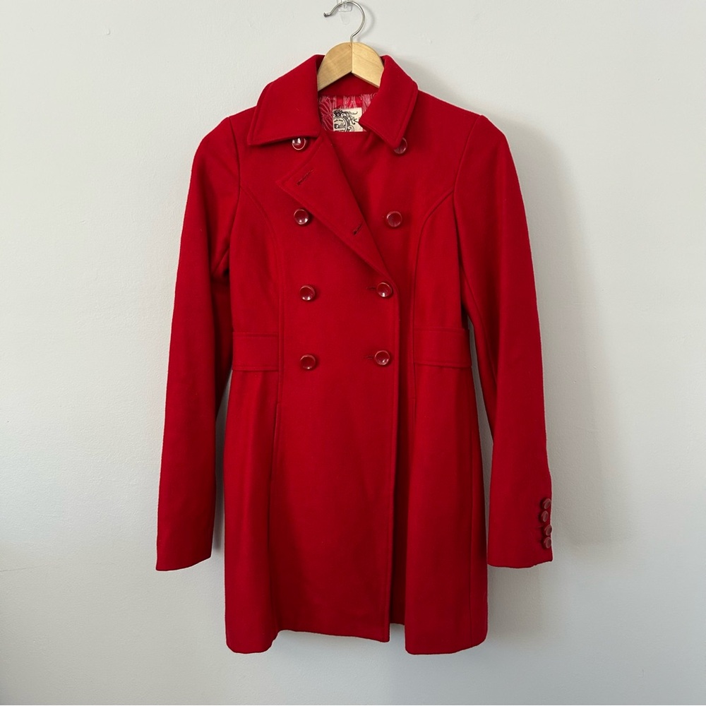 Tulle Double-Breasted Wool Blend Dress Coat